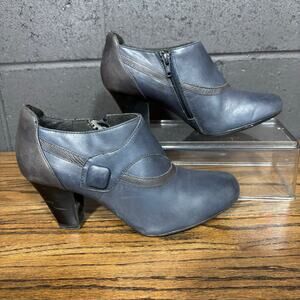 Clarks Bendables Women’s 7.5M Blue Leather Ankle Booties Side Zip
